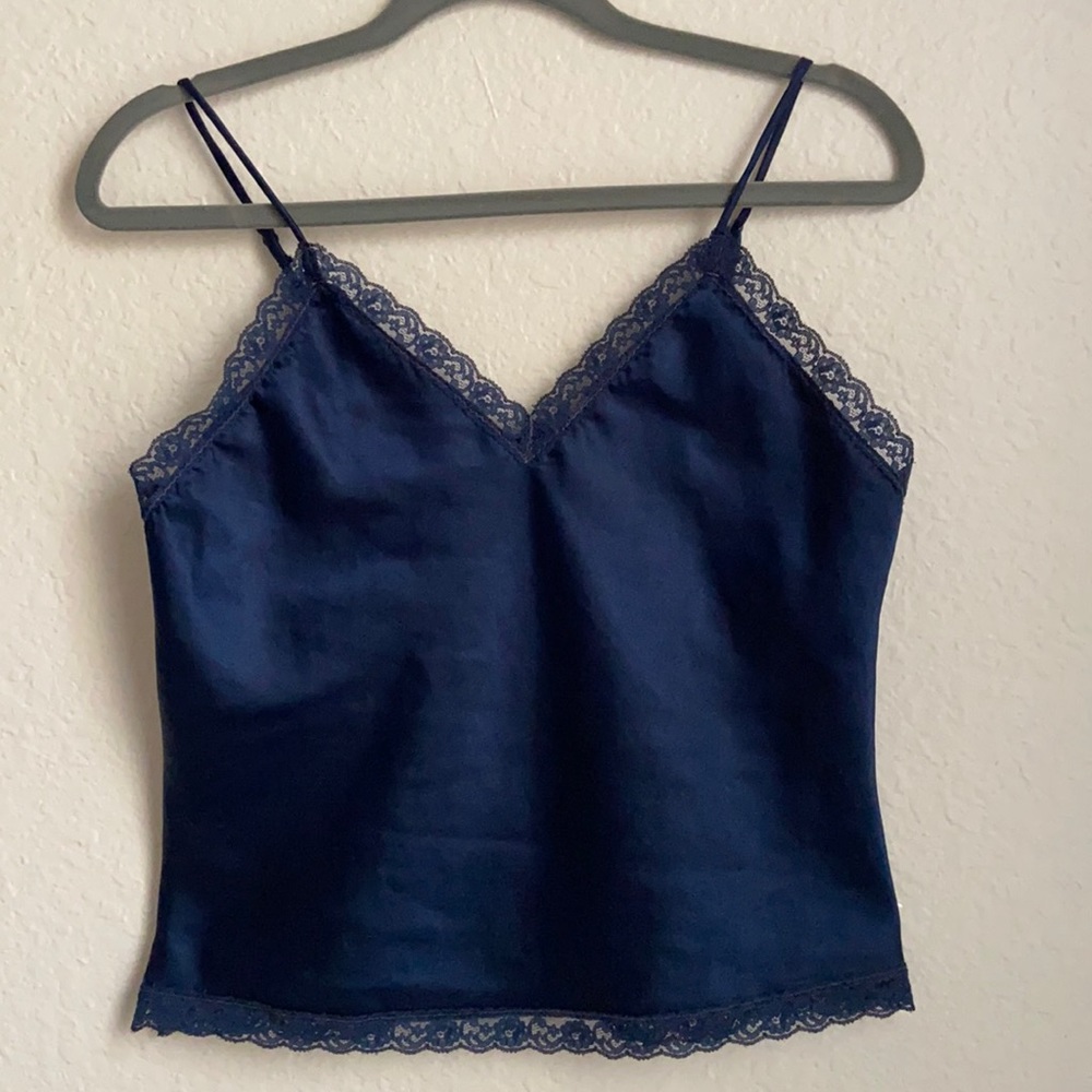Blue silky top